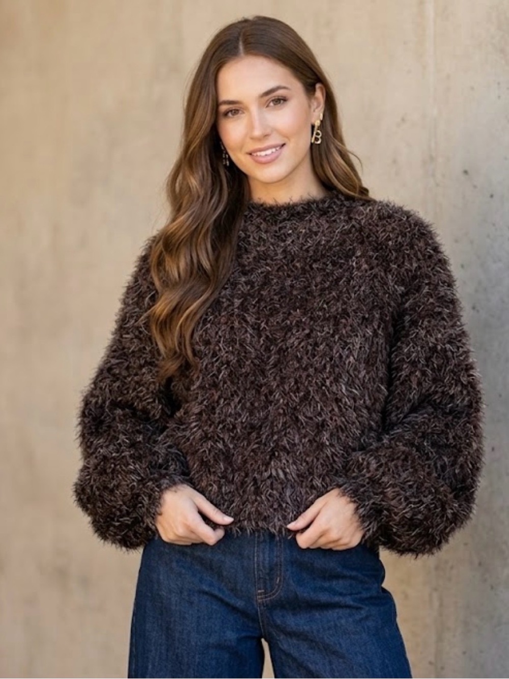 ✨ Bryn Walker Fuzzy Eyelash Knit Sweater Made in USA Italian Fabric size XL